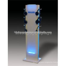Custom Floor Standing Retail Store Acrylic Lighting Metal Point Of Sale Headphone Display Stand
